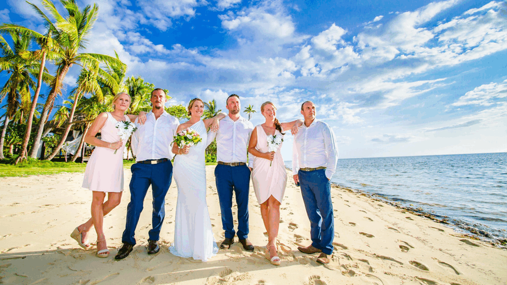 Bridal party on Lomani Island Resort, Fiji