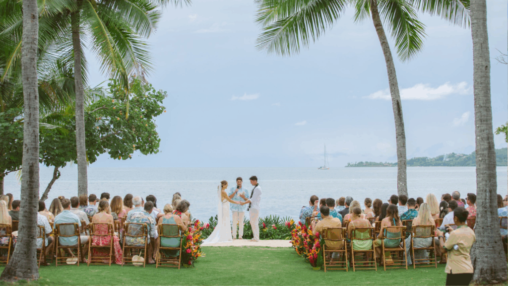Beach wedding on Lomani Island, Fiji