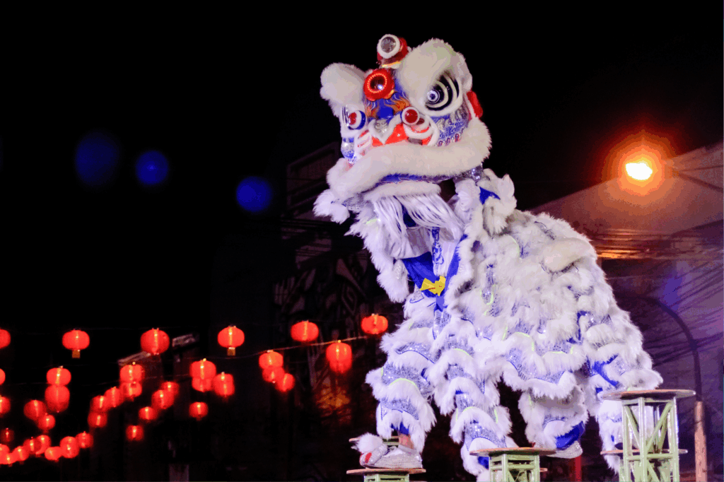 Chinese Lion Dancers, during Chinese New Year Celebrations, Thailand