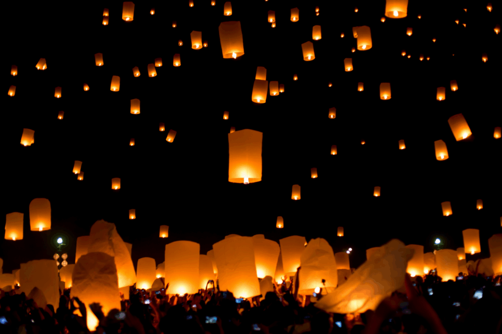 Floating lanterns, Yi Peng, Chiang Mai, Thailand
