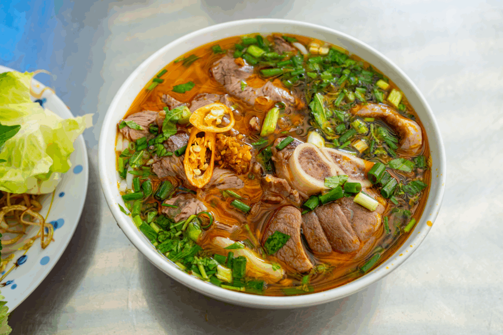Traditional Bun Bo Hue dish in Vietnam