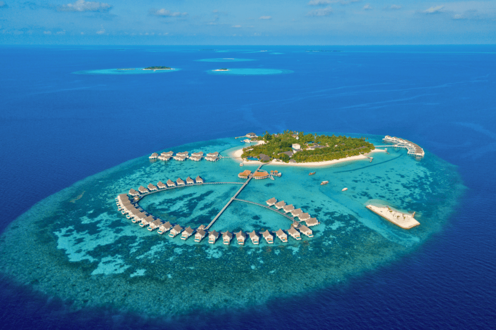 Aerial view of Machchafushi Island Resort & Spa Maldives, The Centara Collection