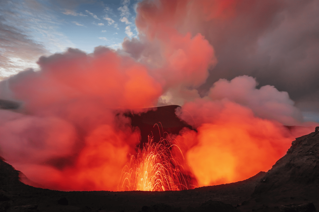 Mount Yasur, Tanna Island Vanuatu - spitting lava into the night sky