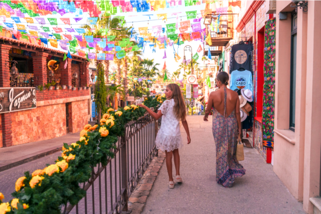 Mother and daughter walking down San Jose del Cabo