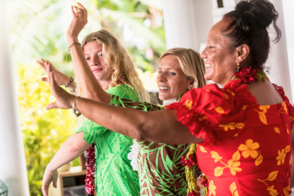 Women learn the traditional Siva Afi dance